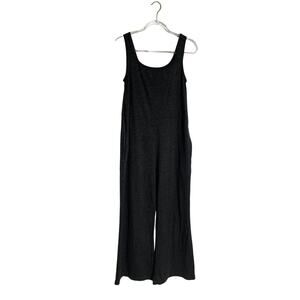 KiraGrace Charcoal Gray Tank Flare Leg Jumpsuit w Pockets Stretch Women's Large